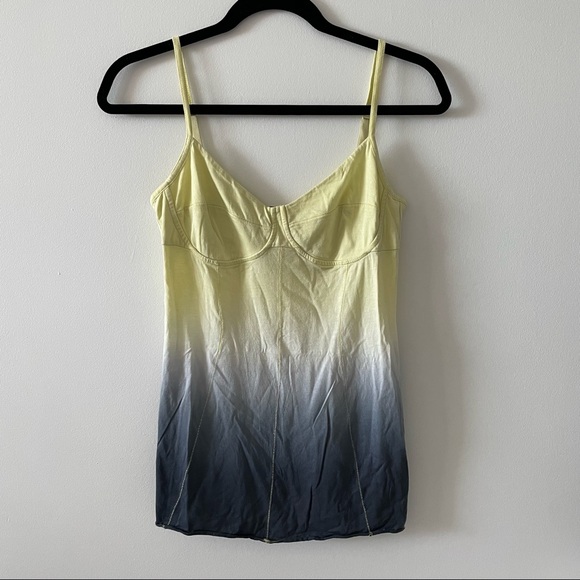 Wilfred Aritzia spaghetti strap bustier camisole tank top large yellow blue - Picture 1 of 2